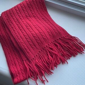 Lauren Ralph Lauren / Bright Red / Wool mix / Scarf with fringe / Unisex